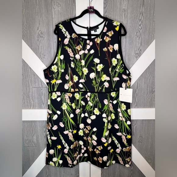 175. NWT Victoria Beckham x Target Black English Floral Satin Dress Sz 2X - Picture 3 of 9